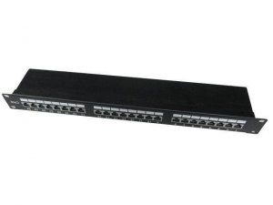 Gembird Patch Panel 24 Porty 1U 19'' Kat.6 ekran z funkcją organizacji   kabli czarny