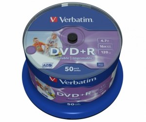 Verbatim DVD+R 16x 4.7GB 50P CB Printable NO ID   43512