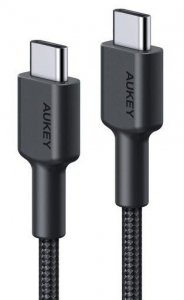 AUKEY CB-CD45 kabel USB-C - USB-C 0,9m 60W PD 3A 20V nylonowy oplot czarny