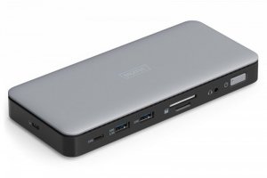 Digitus Stacja dokująca USB-C 11 portowa, max. 4K/60Hz z HDR, HDMI, DP, max. 3 monitory (MST), USB-C 3.2 Gen2, Gigabit Ethernet,