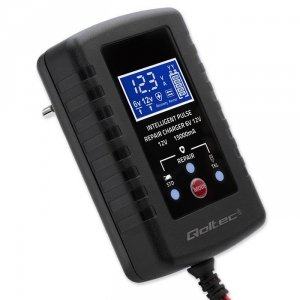 Qoltec Automatyczna ładowarka do akumulatora AGM GEL STD 6V/12V | 2A |  Prostownik z funkcją naprawy i wyświetlaczem LED