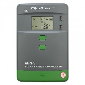 Qoltec Solarny regulator ładowania MPPT z czujnikiem temperatury 30A |  12V/24V | LCD | 2xUSB | Bluetooth | APP | GEL | LiFePO4