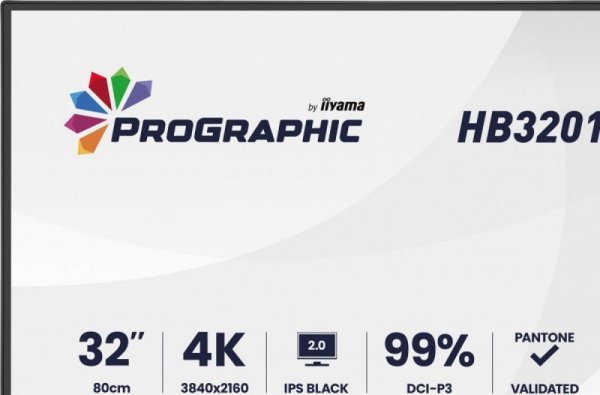 IIYAMA Monitor 31.5 cala ProGraphic HB3201UHSNP-B1 4K,IPS BLACK 2.0,450cd,VESA USB-c dock(PD:96W),HDMI,DP,DAISY/CHAIN,4xUSB,RJ45