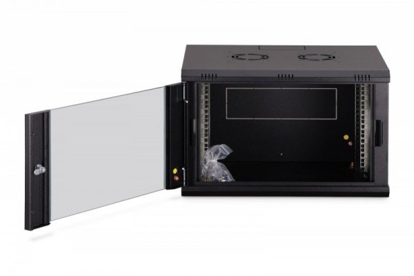 Digitus Szafa sieciowa wisząca Dynamic 19" 7U rack 385x600x450mm, drzwi szyba, czarna, niezłożona, 60kg