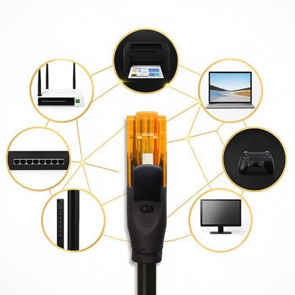 Qoltec Kabel patchcord UTP | kat.6 | 2 x RJ-45 | High speed 1Gb/s | Pozłacane styki | 10m | Czarny