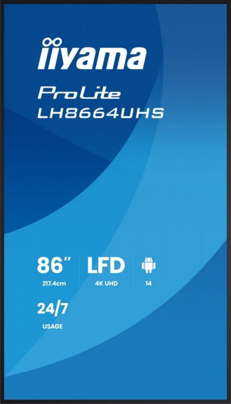 IIYAMA Monitor 86 cali LH8664UHS-B3AG 24/7,IPS,ANDROID 14,4K,2xHDMI,RJ45,    2xUSB,WiF,iUSB-C(DP-Alt),2x16W, iiSignage? (CMS), i