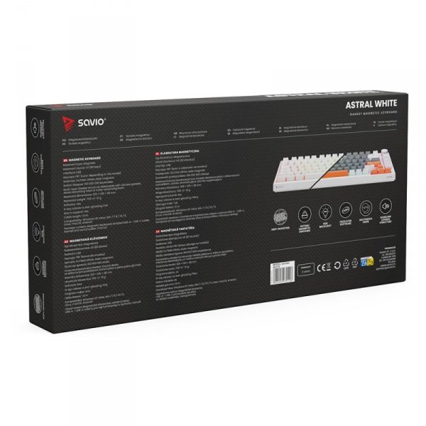 Savio Klawiatura magnetyczna ASTRAL White OUTEMU White jade RGB 3 kolory keycapów