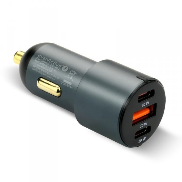 everActive Ładowarka samochodowa CC-40Q QC3.0 60W 1X USB 2X USB-C PD czarna