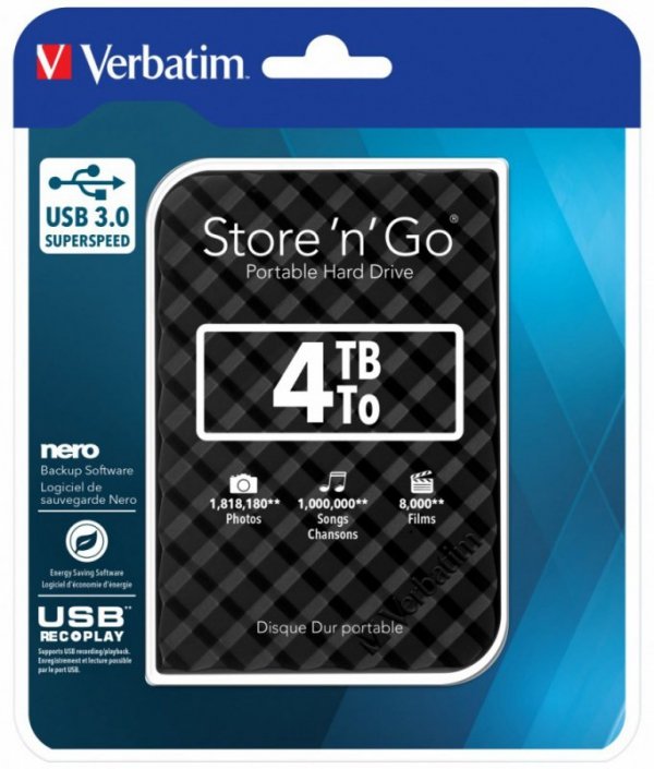 Verbatim Dysk zewnętrzny HDD 4TB Store n Go USB 3.0 53223