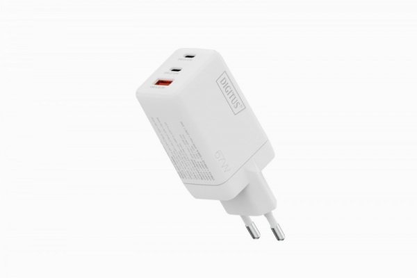Digitus Ładowarka sieciowa GaN II 67W | 2x USB-C, 1x USB-A | PD 3.0, QC 3.0 | Biała