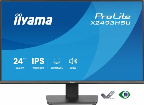 IIYAMA Monitor 24 cale X2493HSU-B1 IPS,FHD,HDMI,DP,120Hz, 1500:1, 2xUSB,    350cd, cienka ramka z 4 stron