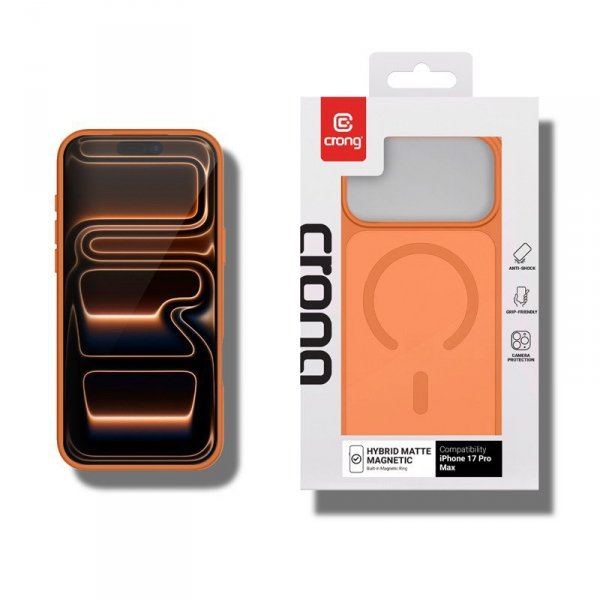 CRONG Etui Hybrid Matte Magnetic Etui MagSafe iPhone 17 Pro Max Pomarańczowe