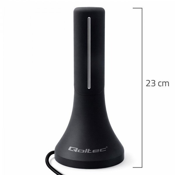 Qoltec Wewnętrzna antena DVB-T/T2 | wzmacniacz sygnału | 4K | wysoki zysk 32dBi | kabel 4m