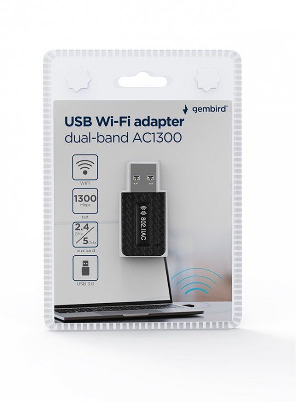 Gembird Karta sieciowa bezprzewodowa dwupasmowa USB Wi-Fi AC1300