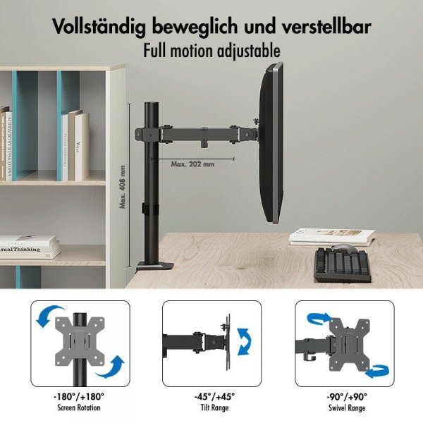 LogiLink Uchwyt do monitora 17 - 32', max 10kg., stalowy