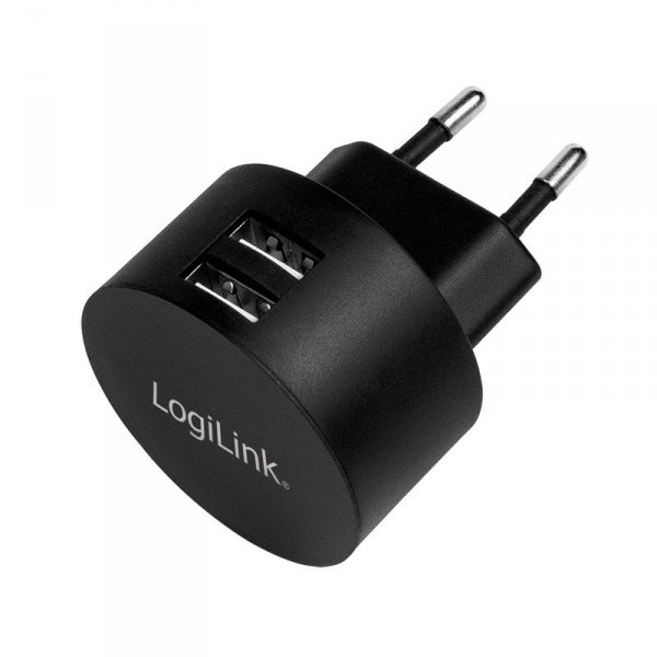 LogiLink Ładowarka sieciowa  2x USB-A, 10.5W, czarna