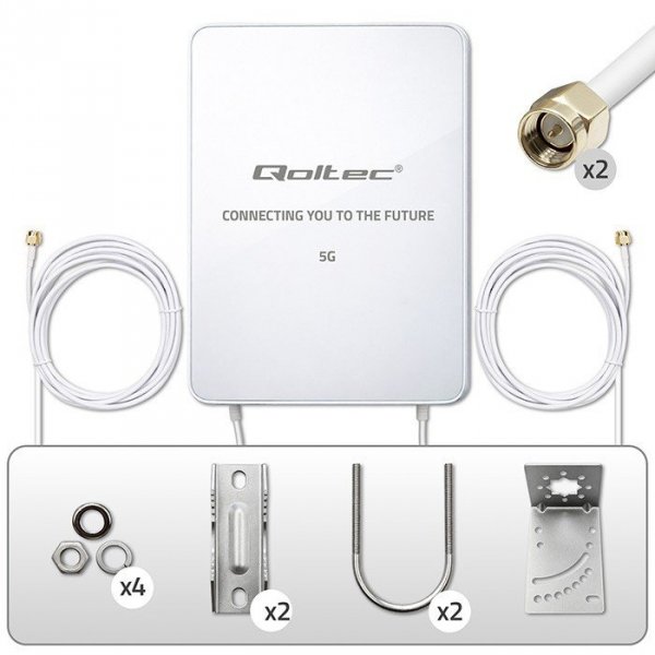 Qoltec Antena 5G LTE | 16dBi | kierunkowa | zewnętrzna | SMA | 3300-3800MHz | wodoodporna | 3m