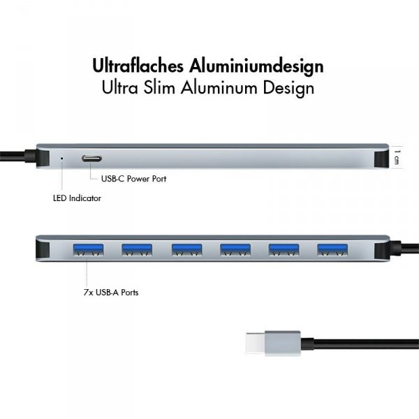 LogiLink Hub 7 portów USB3.2 USB-A, 5 Gbps, 20W PD