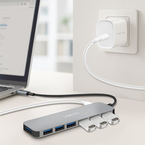LogiLink Hub 7 portów USB3.2 USB-A, 5 Gbps, 20W PD