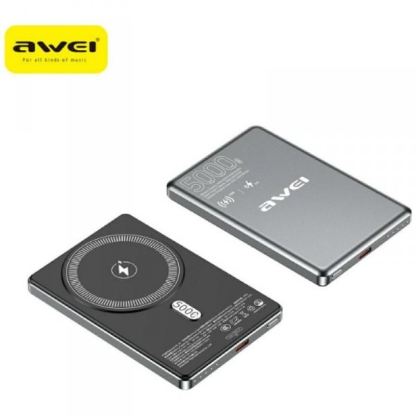 AWEI Powerbank PA-30 MagSafe 5000mAh indukcyjny szary