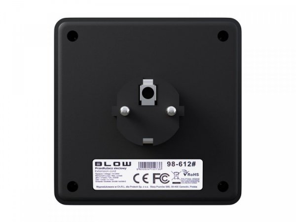 BLOW Rozgałęźnik R-20 PR 2-GNIAZDA + 2USB + USB-C czarny