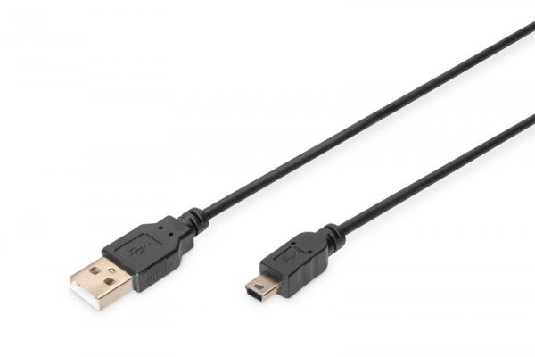 Digitus Kabel połączeniowy USB 2.0 HighSpeed &quot;Canon&quot; Typ USB A/miniUSB B (5pin) M/M czarny 1m