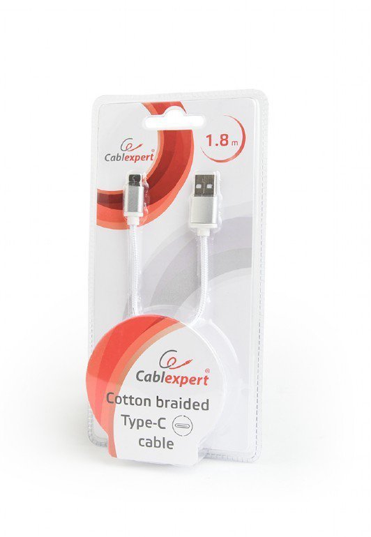 Gembird Kabel USB Typ-C oplot tekstylny/1.8m/srebrny