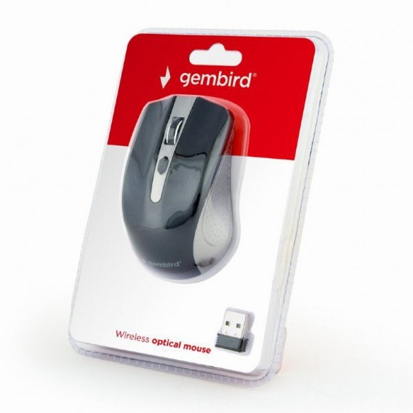 Gembird Bezprzewodowa mysz optyczna szaro-czarna