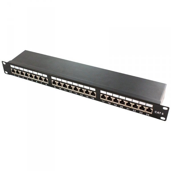 LogiLink Patchpanel CAT6 19' 24- porty, STP czarny