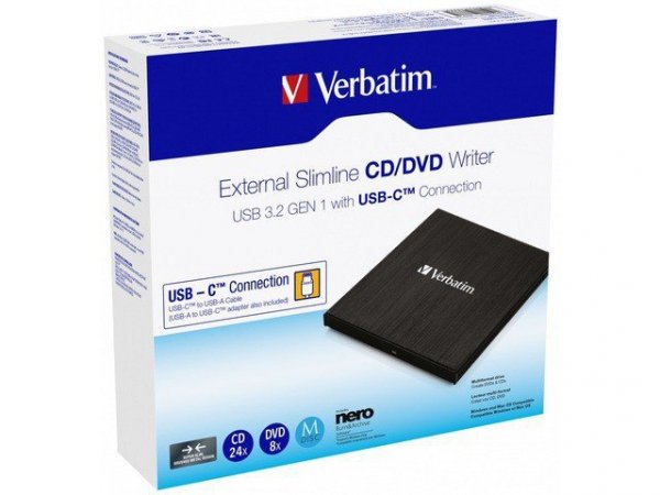 Verbatim Nagrywarka CD/DVD RW USB-C 3.2 slim 43886