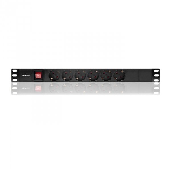 Qoltec Listwa zasilająca do szafy RACK 1U | 16A | PDU | 6xSCHUKO | 2m