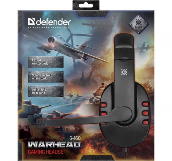 Defender Słuchawki przewodowe nauszne z mikrofonem WARHEAD G-160