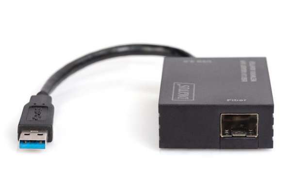 Digitus Karta sieciowa przewodowa USB 3.0 A do RJ45 Gigabit SFP Ethernet 1 Gbps Fiber Chipset RTL8153