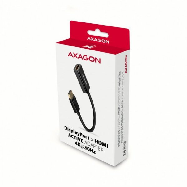 AXAGON RVD-HI14N Adapter aktywny Displayport -&gt; HDMI 1,4, 4K/30Hz, kabel 18cm