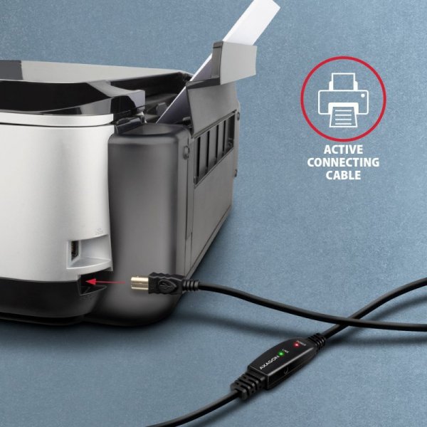 AXAGON ADR-215B USB 2.0 A-M -&gt; B-M aktywny kabel połączeniowy/wzmacniacz 15m