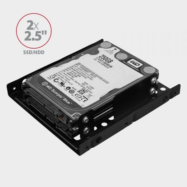 AXAGON RHD-225 Ramka metalowa do montażu 2 x 2.5&quot; w pozycji 3.5&quot; Czarna