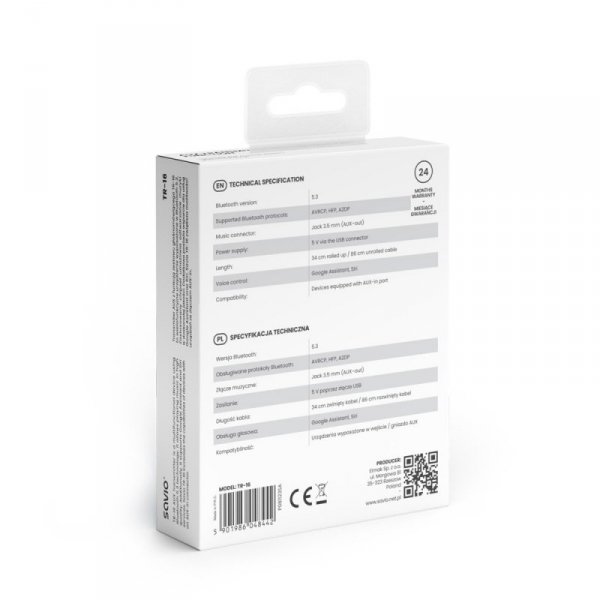 Savio Adapter transmiter AUX z bluetooth 5.3, funkcja zestawu głośnomówiącego, TR-16