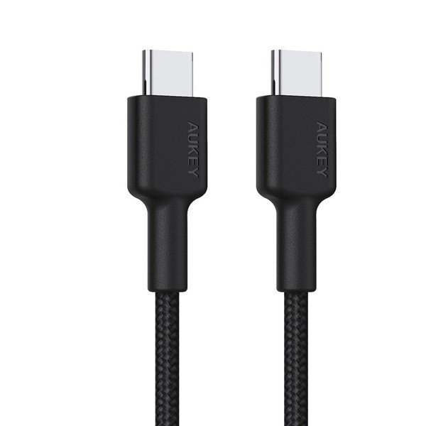 AUKEY CB-CD45 kabel USB-C - USB-C 0,9m 60W PD 3A 20V nylonowy oplot czarny