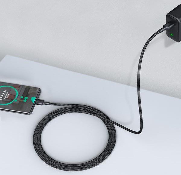 AUKEY CB-CD45 kabel USB-C - USB-C 0,9m 60W PD 3A 20V nylonowy oplot czarny