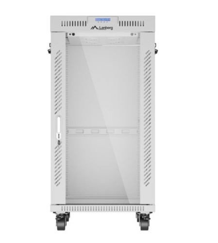 Lanberg Szafa stojąca rack 19 cali 22U 600x800 szara drzwi szklane LCD flack pack