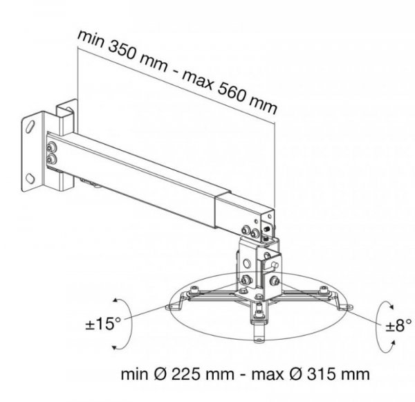 Techly Uchwyt ścienno-sufitowy do projektora 43-65cm, 20kg