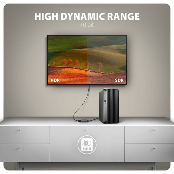 AXAGON RVD-HI20N Adapter aktywny DisplayPort -> HDMI 1.4, 4K/60Hz, kabel 15cm