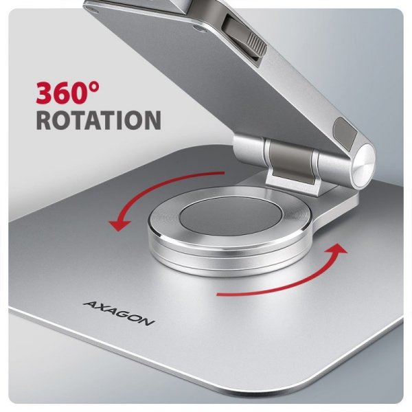 AXAGON Podstawa do laptopów aluminiowa STND-LR 10-17.3 cala regulowane kąty nachylenia, obrót o 360 stopni, Szara