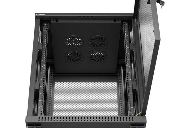 Lanberg Szafa instalacyjna rack stojąca 19 cali 15U 600x600 drzwi perforowane czarna (Flat pack)