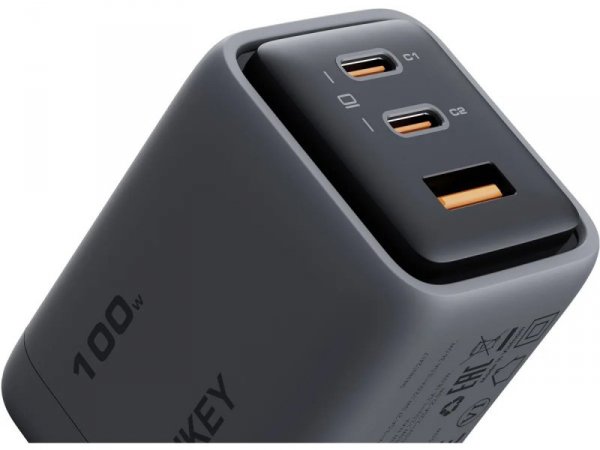 AUKEY PA-C5 ładowarka sieciowa 3xUSB (2xUSB-C i 1xUSB-A) 100W 5A QC5.0 PD3.0 AFC PPS FCP SCP