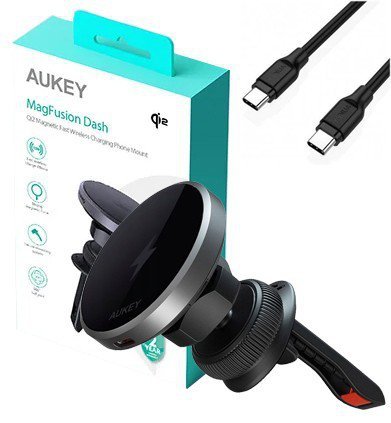 AUKEY HD-MC13 ładowarka samochodowa bezprzewodowa Qi2 15W 3A + kabel USB-C