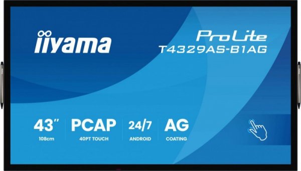 IIYAMA Monitor 43 cale T4329AS-B1AG VA,4K,HDMIx2,USB-C,RJ45,2x10W,WiFi,     Android 14, Signal FailOver, Whiteboard, iiSignage (