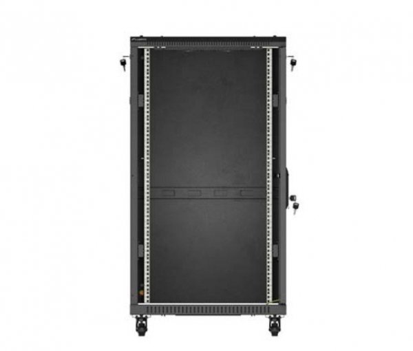 Lanberg Szafa instalacyjna rack stojąca 19" 22U 600x1200 czarna drzwi   przeszklone (flat pack)
