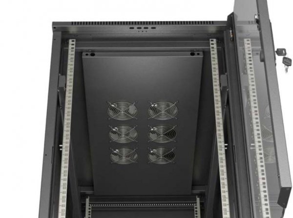 Lanberg Szafa instalacyjna rack stojąca 19" 22U 600x1200 czarna drzwi   przeszklone (flat pack)