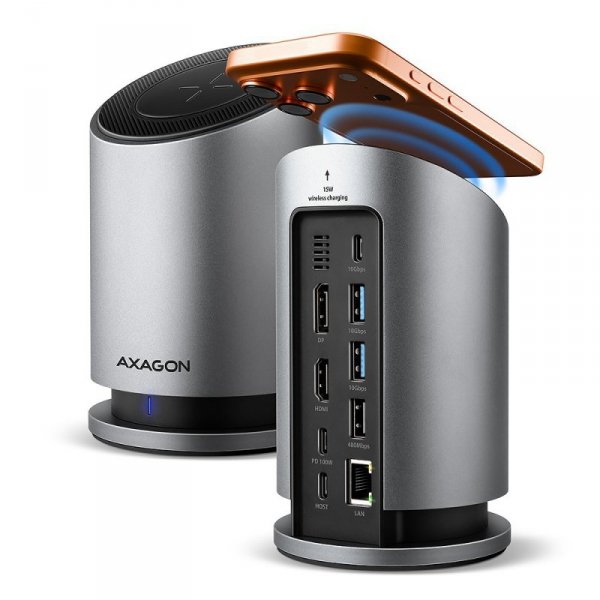 AXAGON HMC-WL9 Wieloportowy hub USB 9in1, 10Gbps, 3xUSB-A, 1xUSB-C, DP 8K/60Hz, HDMI 4K/60Hz, PD 100W, GLAN, 100cm USB-C kabel, 